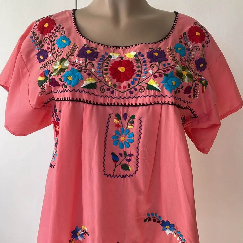 Multi color Hand embroidered  Womens DRESS  size MEDIUM - Picture 3 of 16